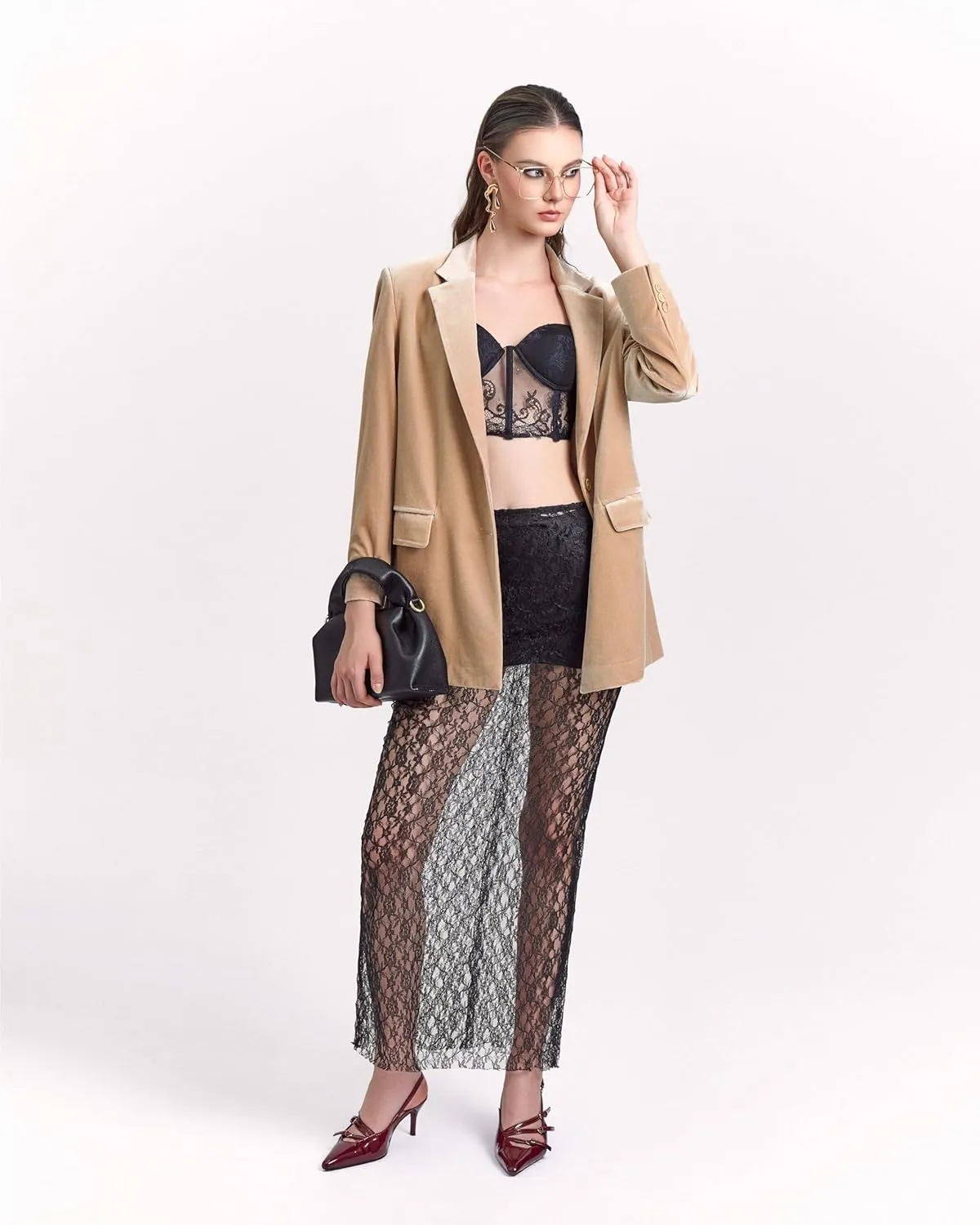 Velvet Womens Blazer, Trendy Oversized Fit, Long Sleeve Blazers for Women, Office Attire, Business Casual, Work Clothes
