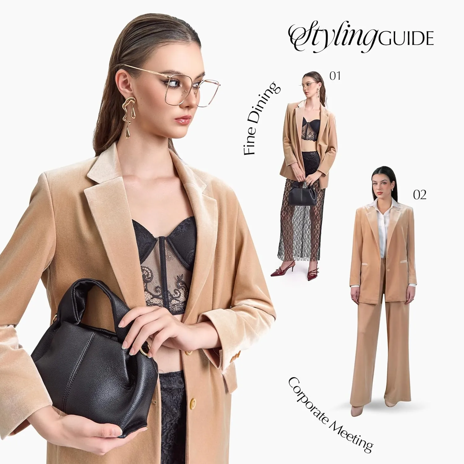 Velvet Womens Blazer, Trendy Oversized Fit, Long Sleeve Blazers for Women, Office Attire, Business Casual, Work Clothes
