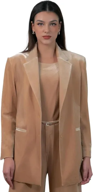 Velvet Womens Blazer, Trendy Oversized Fit, Long Sleeve Blazers for Women, Office Attire, Business Casual, Work Clothes