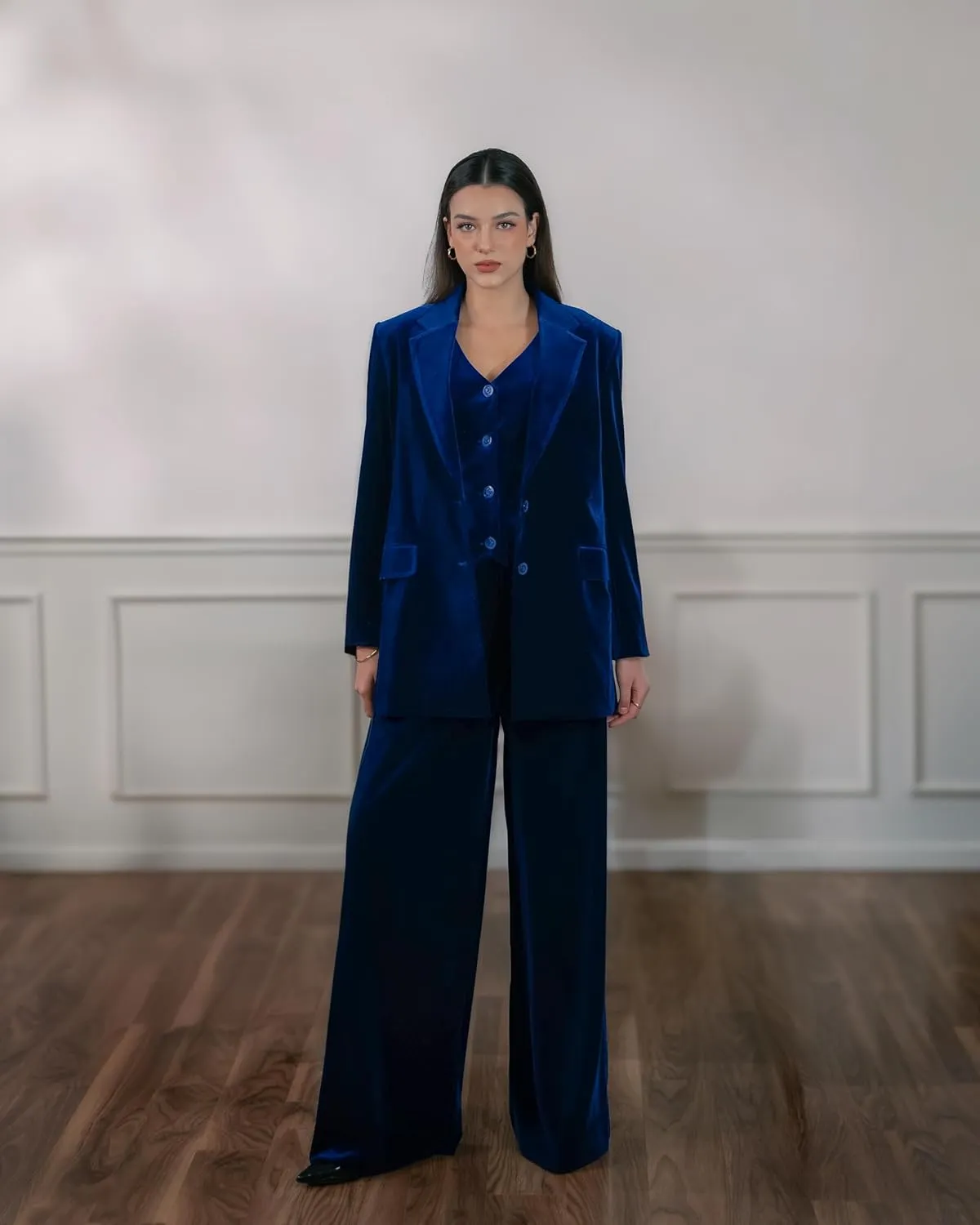 Velvet Womens Blazer, Trendy Oversized Fit, Long Sleeve Blazers for Women, Office Attire, Business Casual, Work Clothes