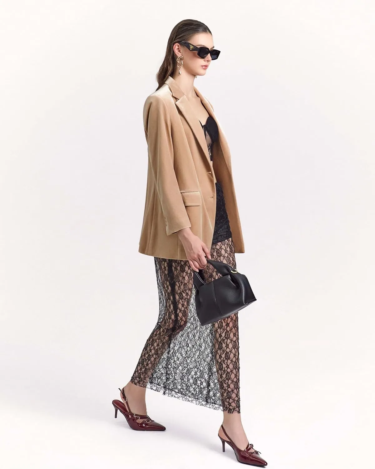 Velvet Womens Blazer, Trendy Oversized Fit, Long Sleeve Blazers for Women, Office Attire, Business Casual, Work Clothes