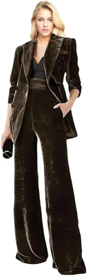 Velvet Womens Pant Suit Double Breasted Suit Women Formal Suit Womens Business Suits 2 Piece Set