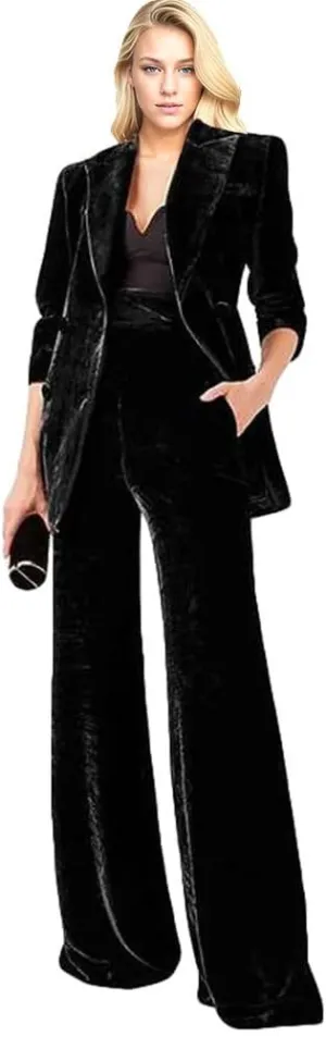 Velvet Womens Pant Suit Double Breasted Suit Women Formal Suit Womens Business Suits 2 Piece Set