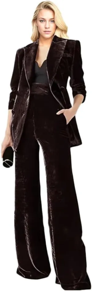 Velvet Womens Pant Suit Double Breasted Suit Women Formal Suit Womens Business Suits 2 Piece Set