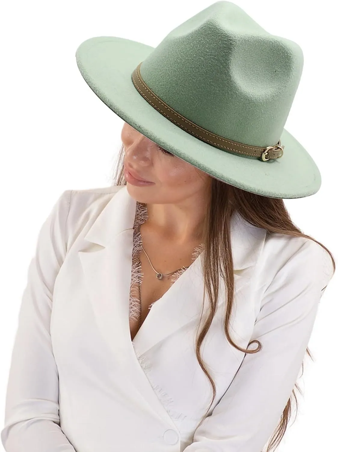 Western Cowboy Hat for Women Classic Roll Up Buckle Belt Women Retro Wide Brim Cowboy Hat Men's Work Hat