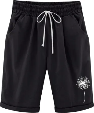 White Shorts for Woman Plus Size High Waisted Shorts Lacing Beach Workout Pocket Five Point Pants White Shorts for