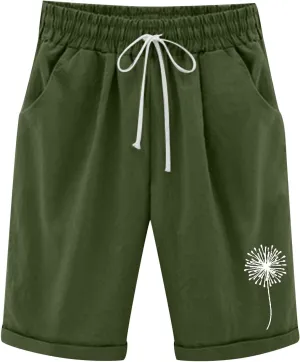 White Shorts for Woman Plus Size High Waisted Shorts Lacing Beach Workout Pocket Five Point Pants White Shorts for