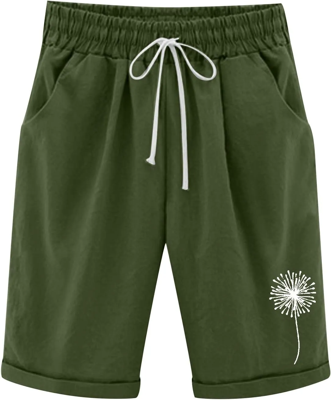 White Shorts for Woman Plus Size High Waisted Shorts Lacing Beach Workout Pocket Five Point Pants White Shorts for
