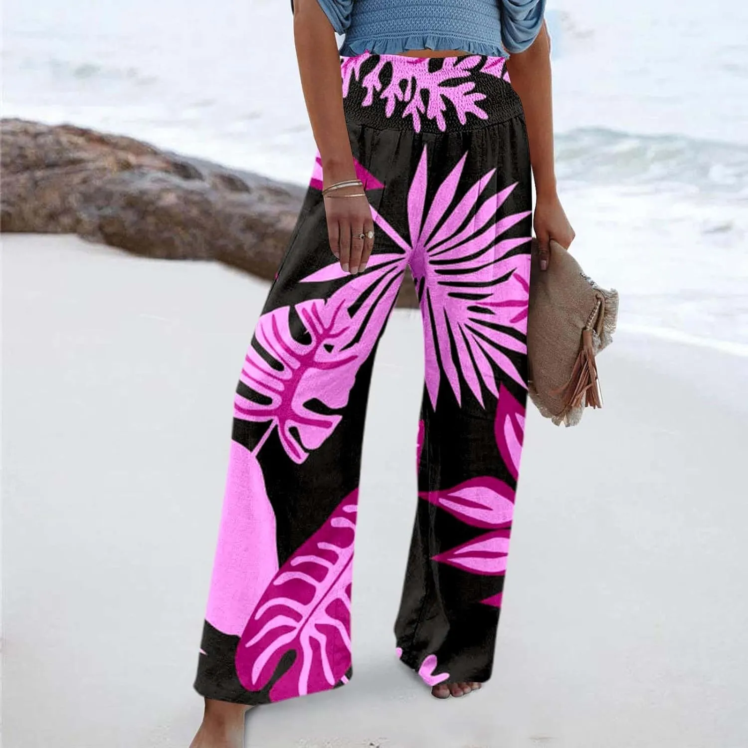 Wide Leg Pants for Womens Elastic High Waisted Stretchy Straight Trousers Lounge Sweatpants Business Casual Outfits