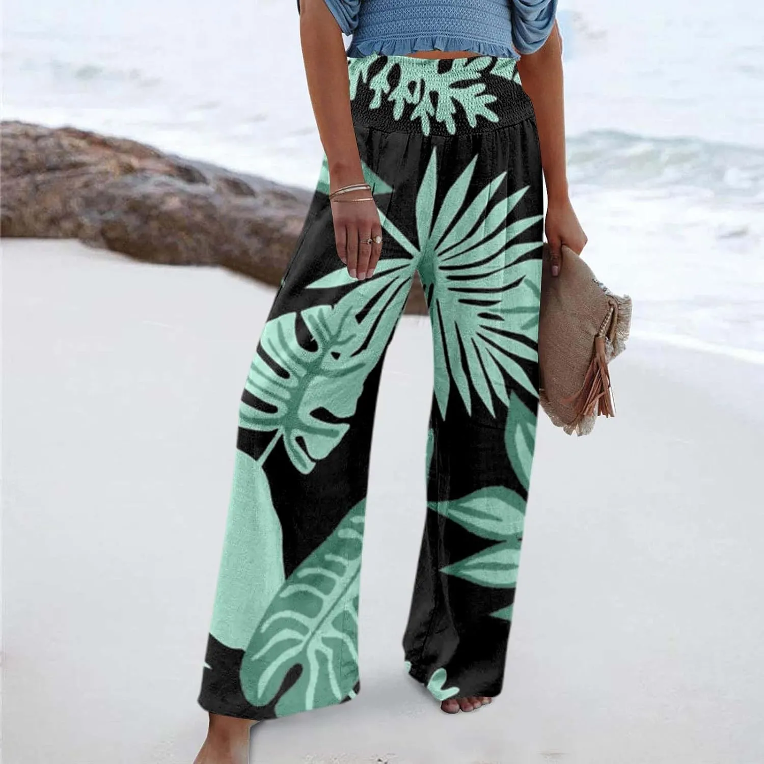 Wide Leg Pants for Womens Elastic High Waisted Stretchy Straight Trousers Lounge Sweatpants Business Casual Outfits
