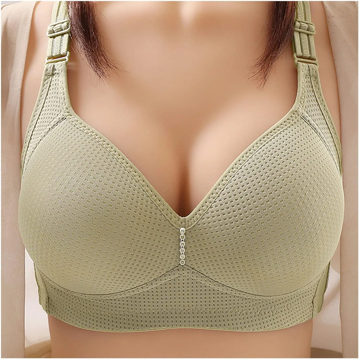 Wireless Bras for Older Women Push Up Plus Size Sleep Bralettes Breathable No Wire Full Coverage Everyday Underwear
