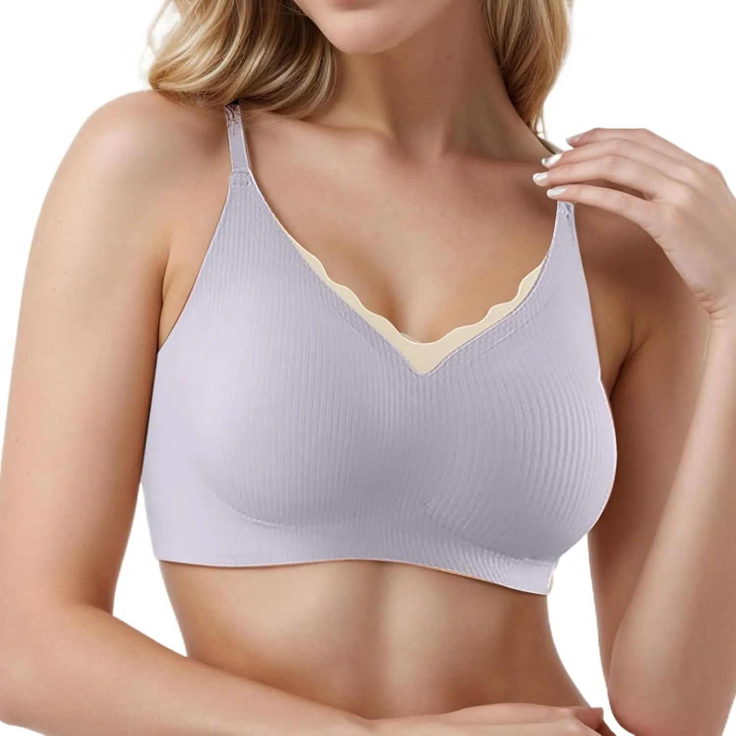 Wireless Push Up Bras for Women Lift Comfortable Seamless Top Gathered Without Rims Bra Full Coverage Sports Bralette