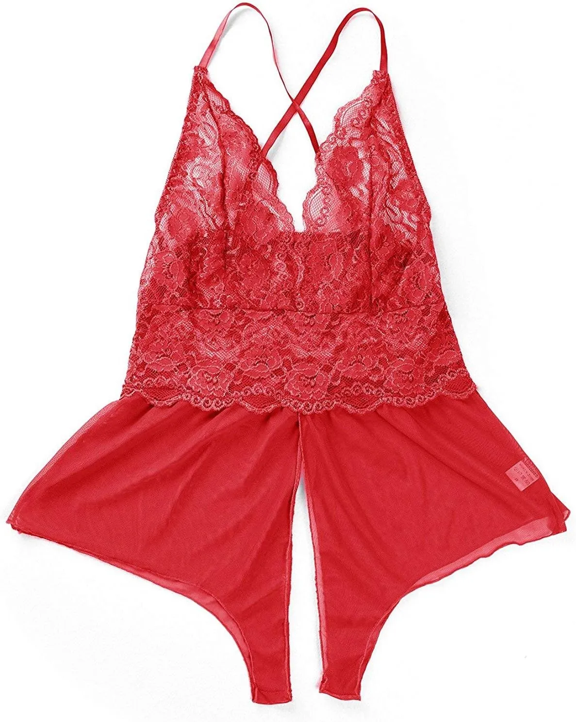 Women Lingerie Sheer Lace Mini Babydoll Teddy Sexy Bodysuit Backless Sleepwear