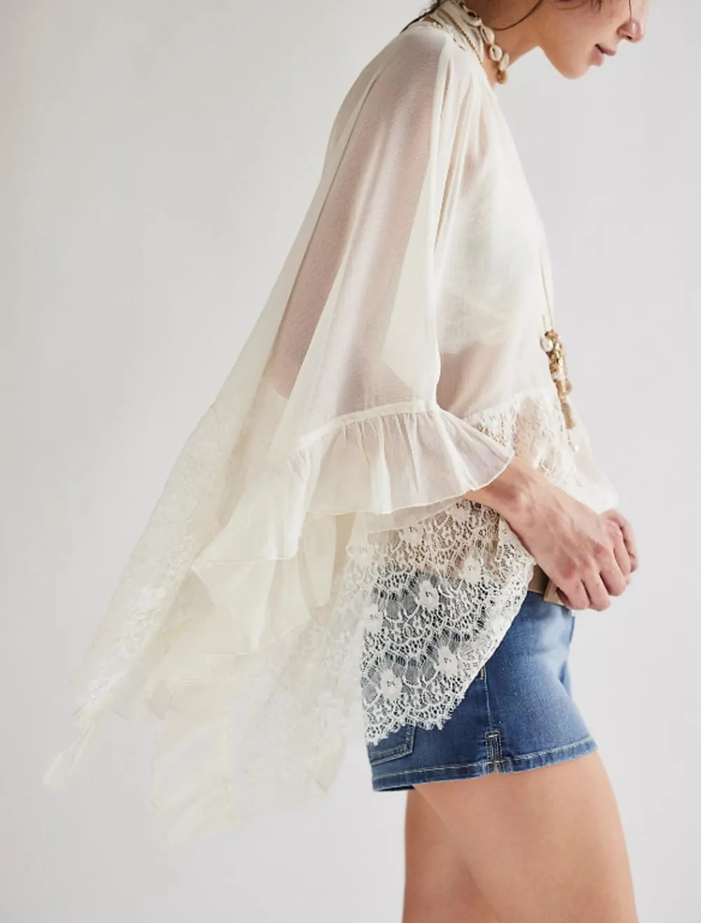 Women Tie Front Lace Trim Shirt Boho Short Sleeve Button Sheer Ruffle Flowy Blouse Y2K Coquette Going Out Tops