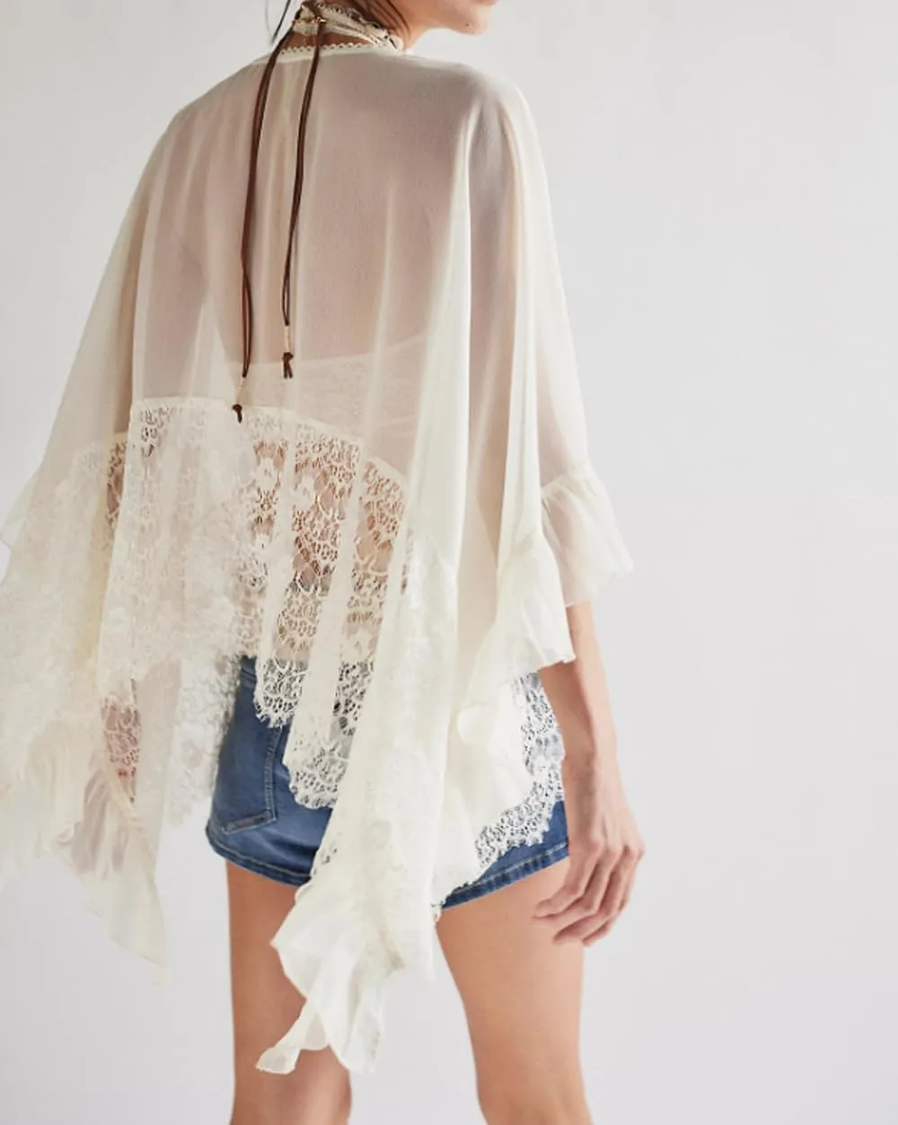 Women Tie Front Lace Trim Shirt Boho Short Sleeve Button Sheer Ruffle Flowy Blouse Y2K Coquette Going Out Tops