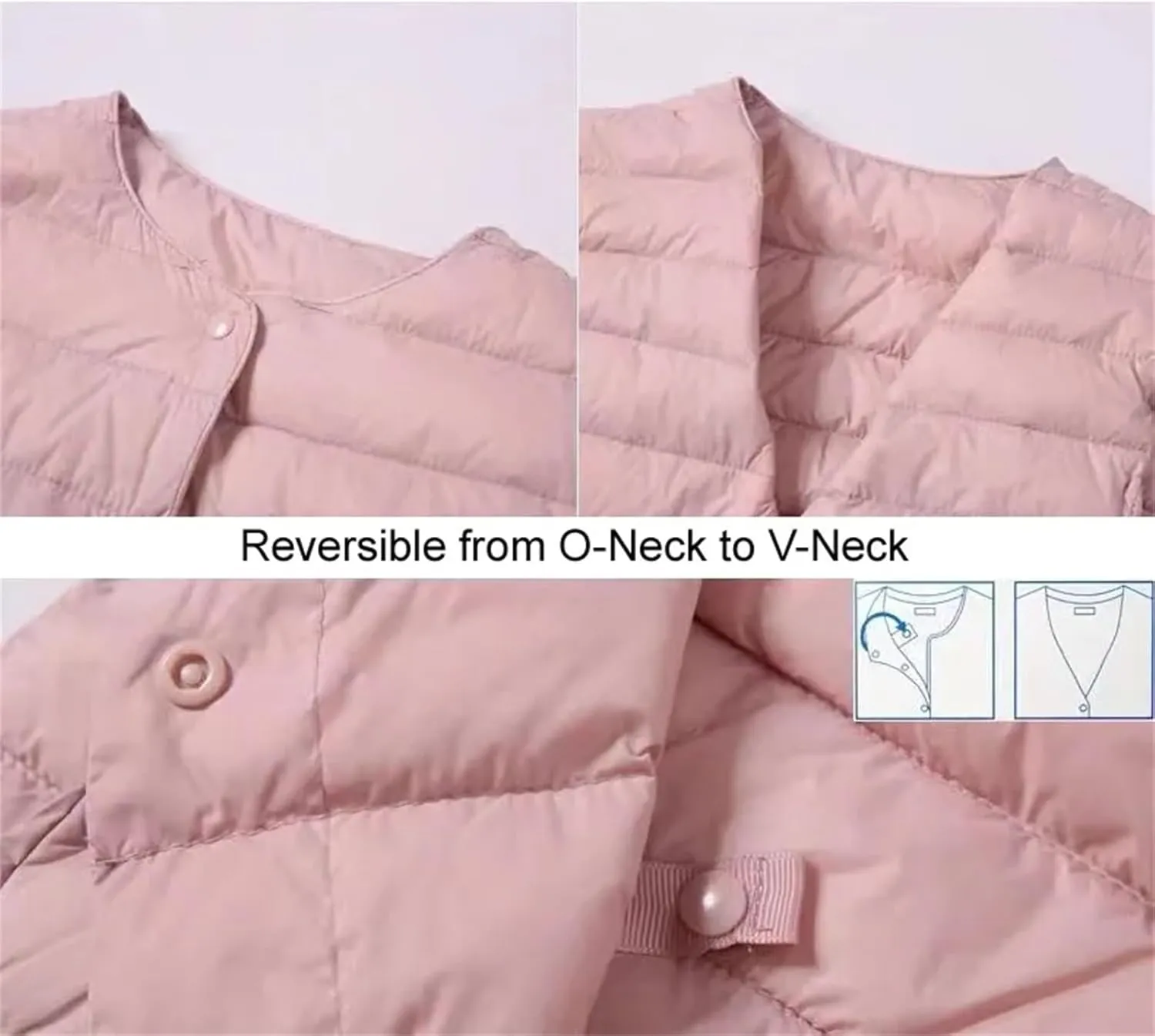 Women Ultralight Puffer Jackets Collarless Down Coat Female Portable Feather Overcoat