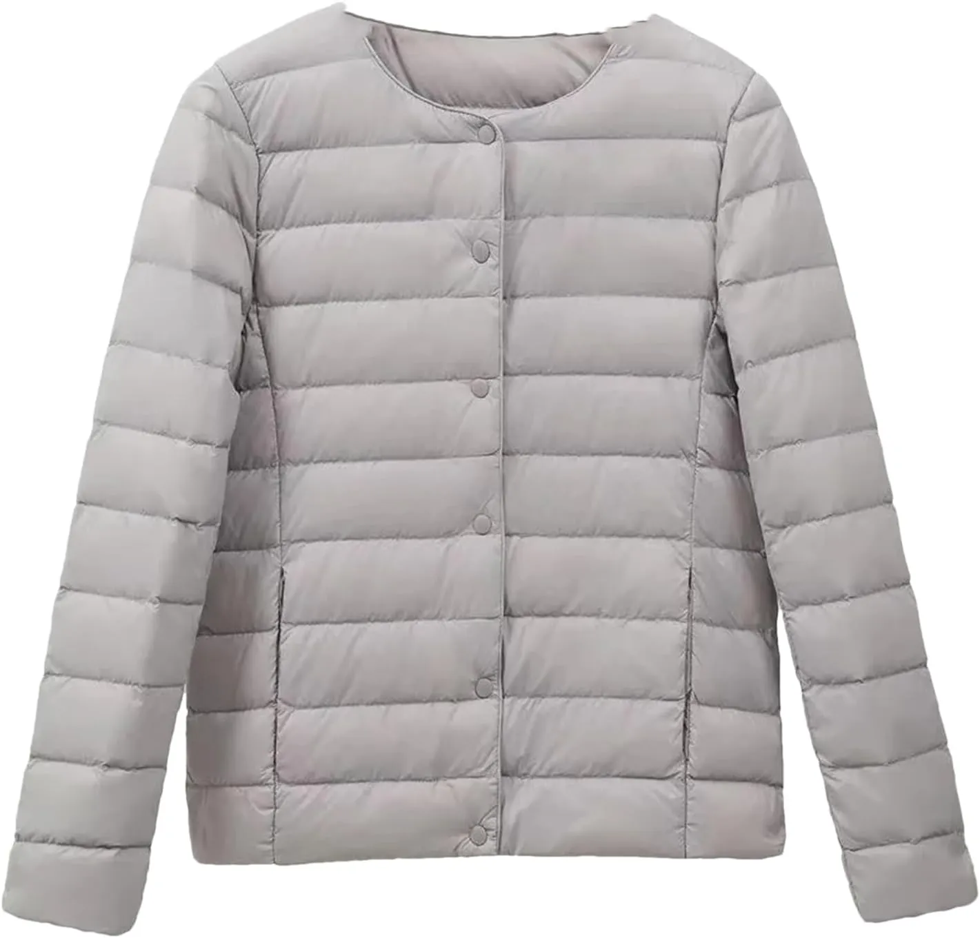 Women Ultralight Puffer Jackets Collarless Down Coat Female Portable Feather Overcoat