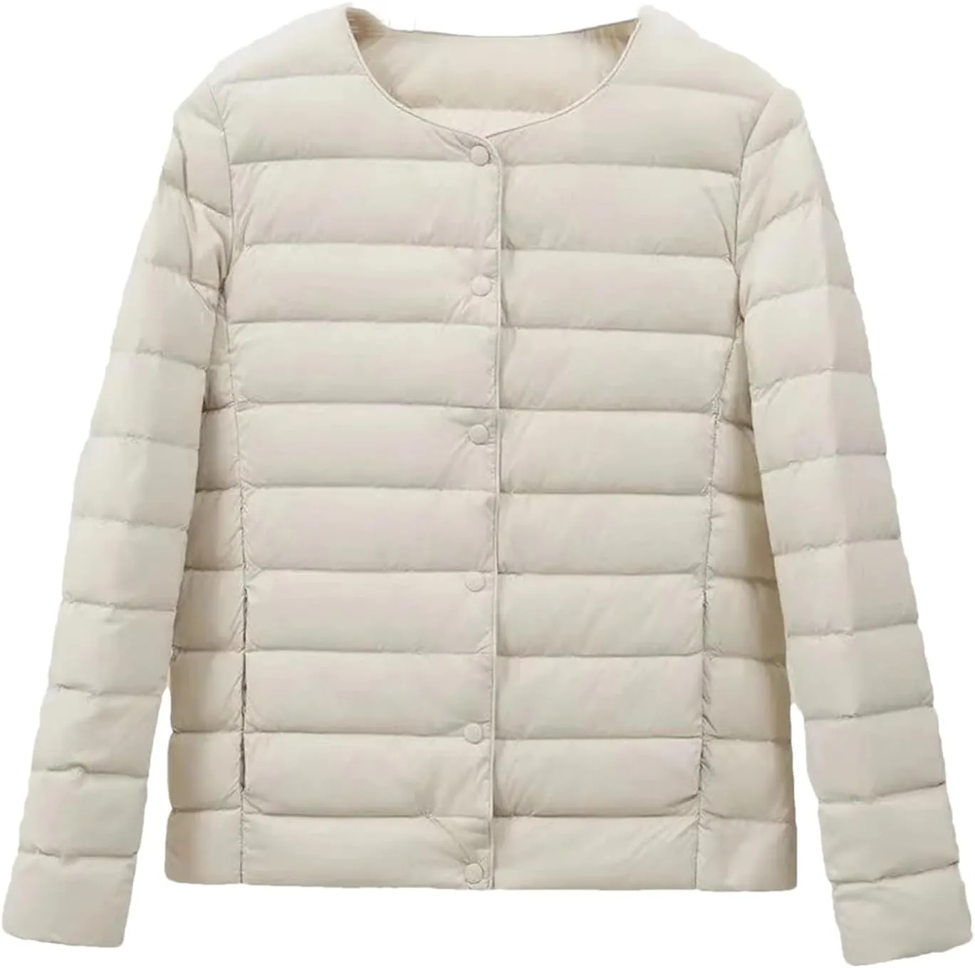 Women Ultralight Puffer Jackets Collarless Down Coat Female Portable Feather Overcoat