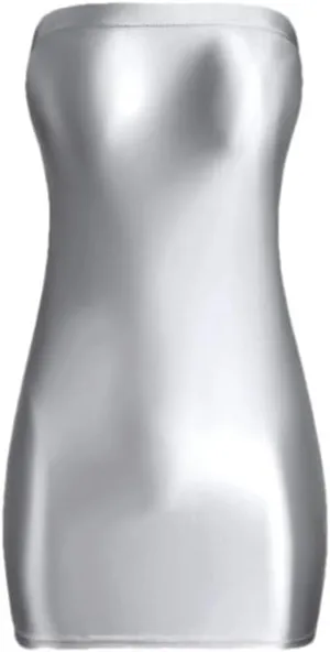 Women Wrap Buttocks Dress Silky Tight Fitting Bra Short Skirt Oil Smooth Beach Glossy Dress