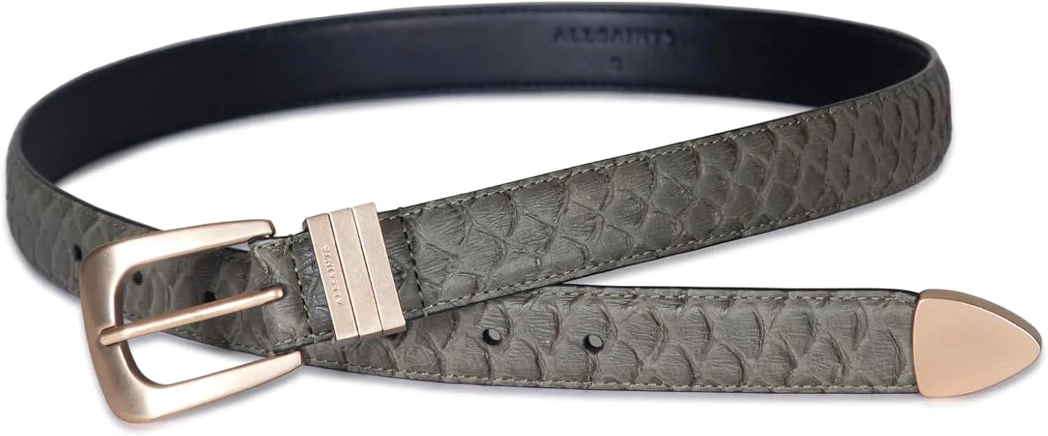 Women's 1 Inch Feather Edge Snake Belt with Triple Metal Keeper & Tip