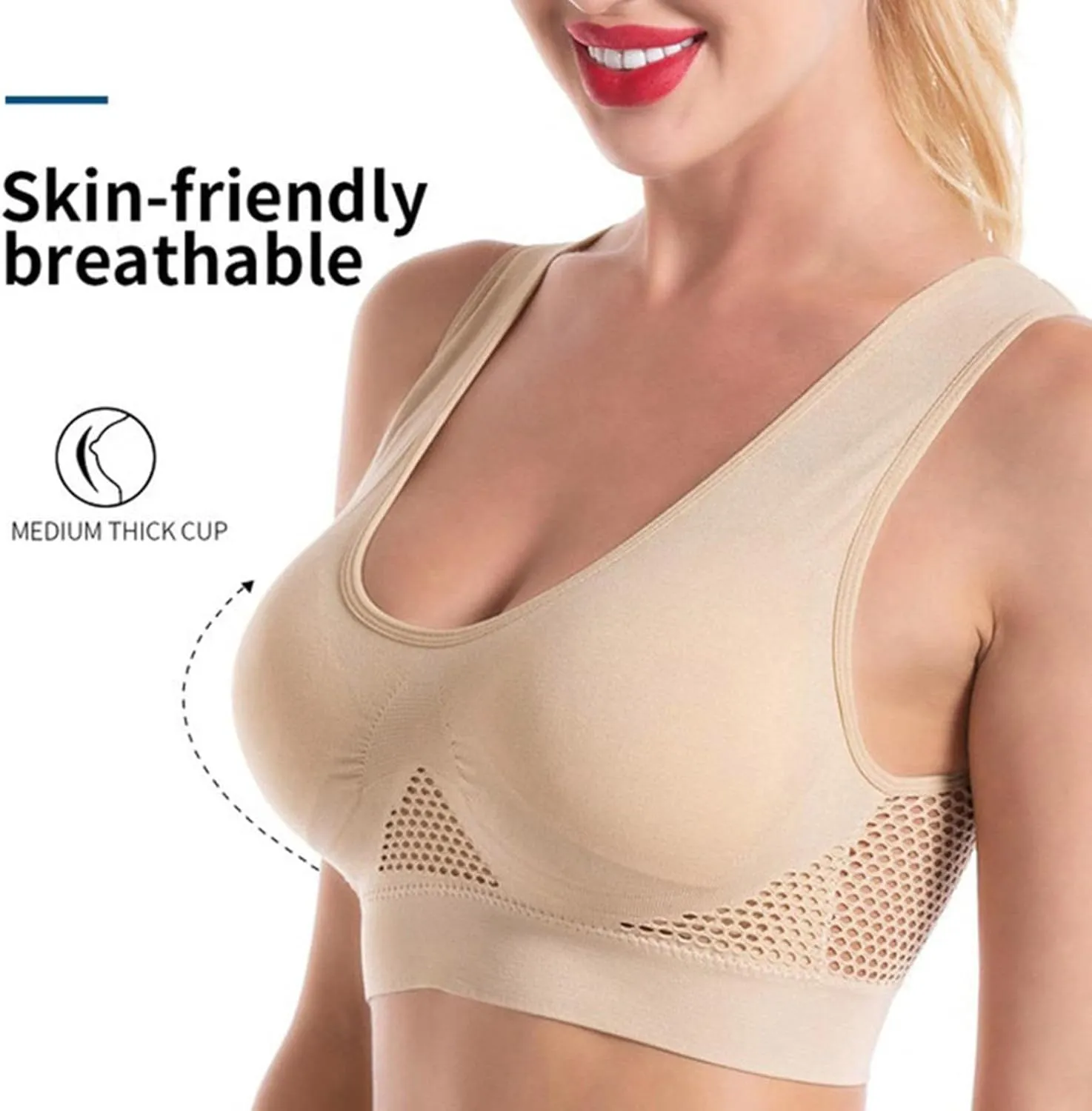 Womens Bras Wireless Bra Air Bra Everyday Bras Wire Free Bras with Support and Lift Racerback Sports Bras for Women
