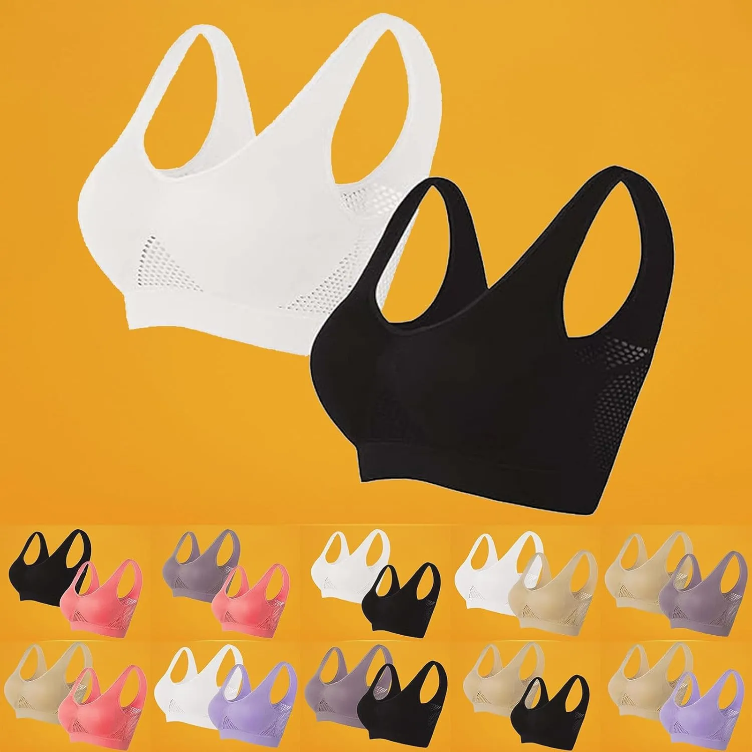 Womens Bras Wireless Bra Air Bra Everyday Bras Wire Free Bras with Support and Lift Racerback Sports Bras for Women