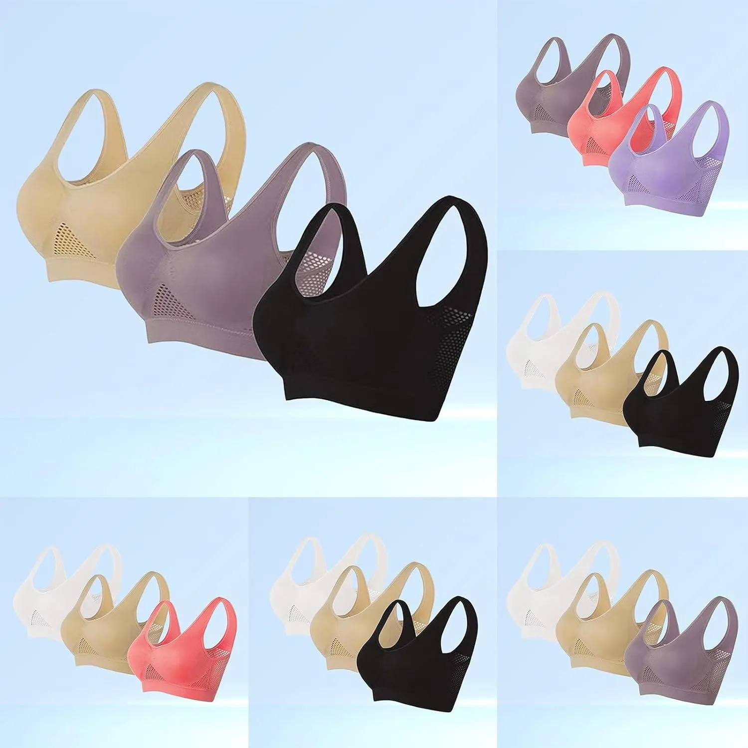 Womens Bras Wireless Bra Air Bra Everyday Bras Wire Free Bras with Support and Lift Racerback Sports Bras for Women