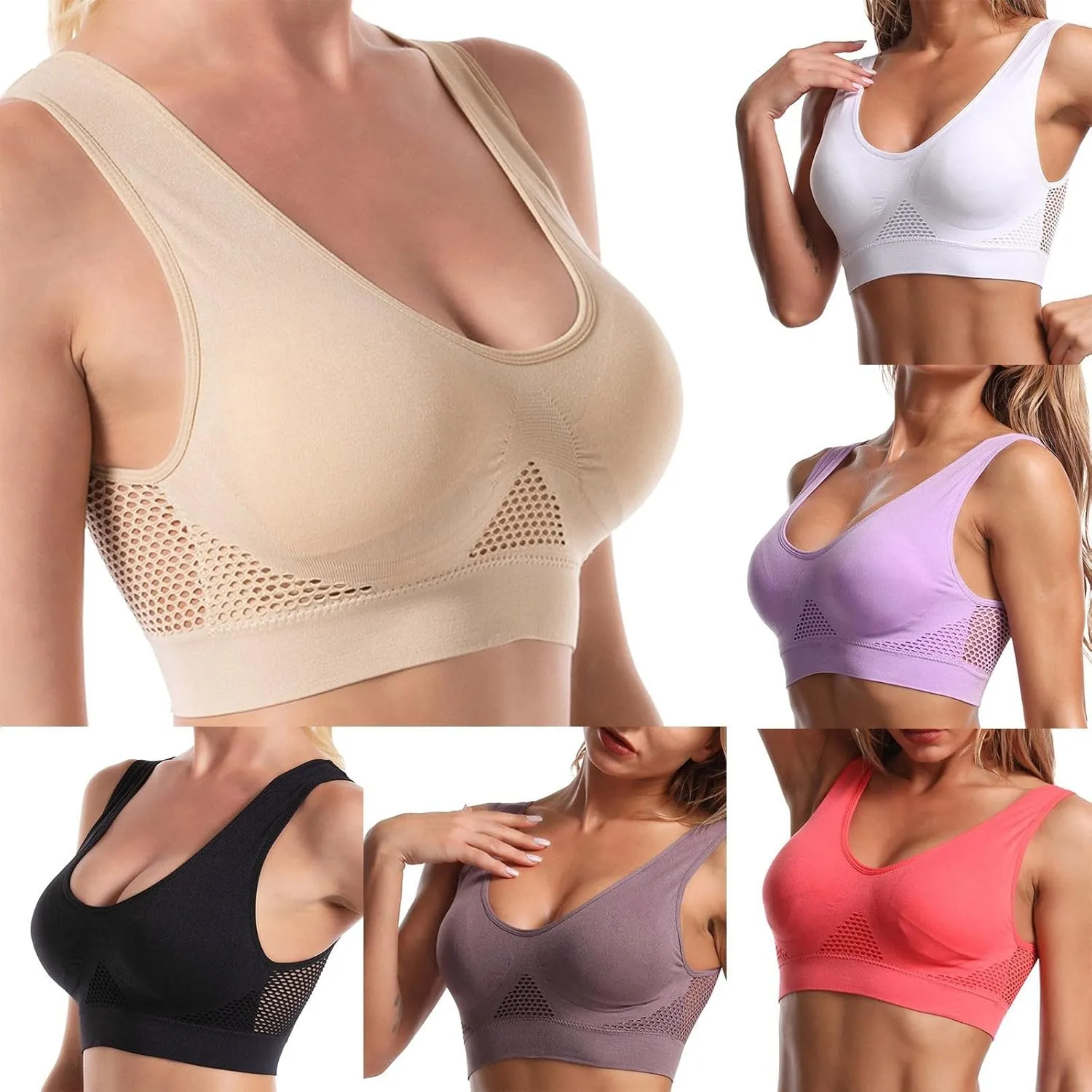 Womens Bras Wireless Bra Air Bra Everyday Bras Wire Free Bras with Support and Lift Racerback Sports Bras for Women