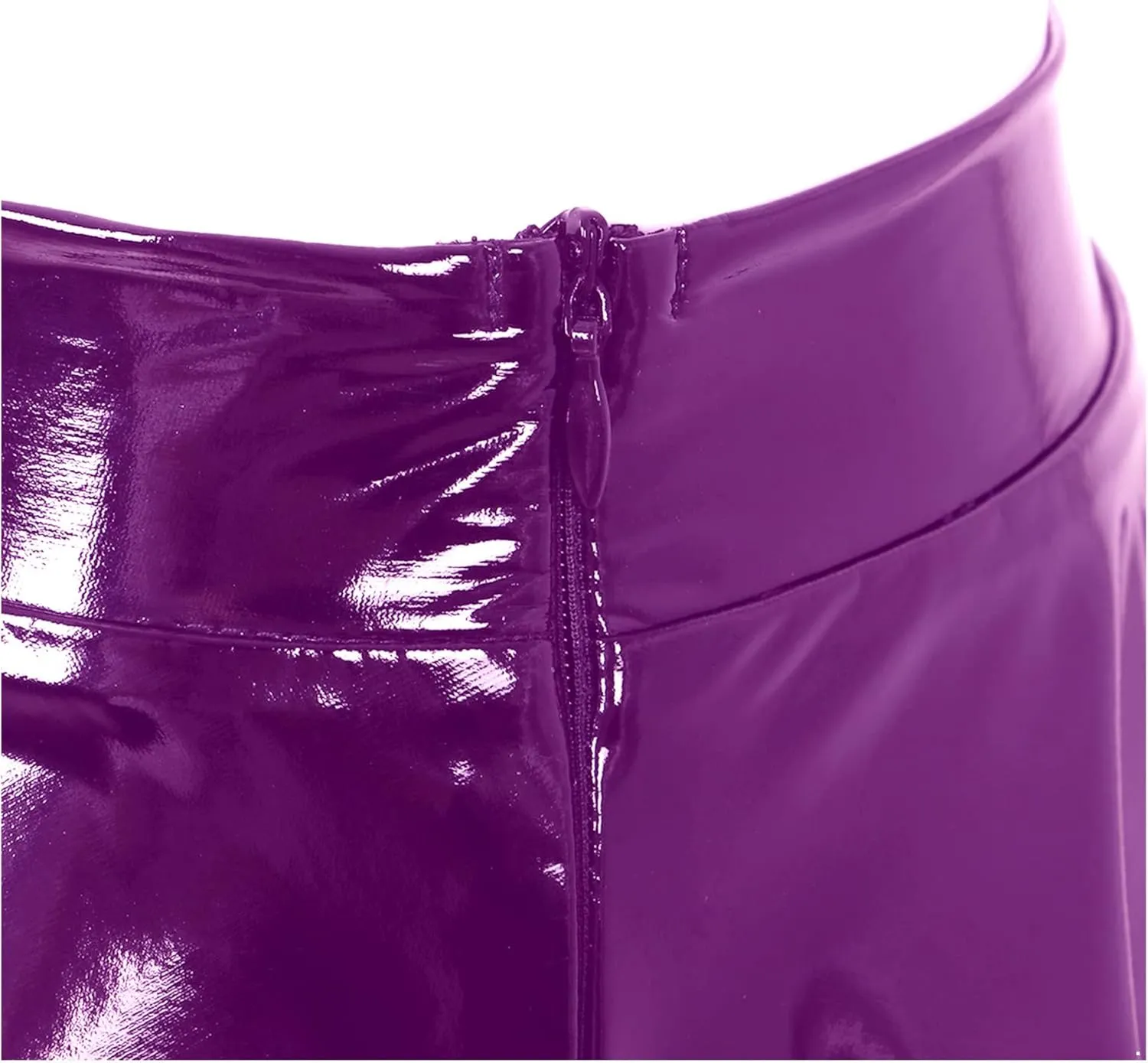 Women's Casual Fashion Flared Pleated Mini Skirt Leather Skirts High Waist Zipper Mini Skirt