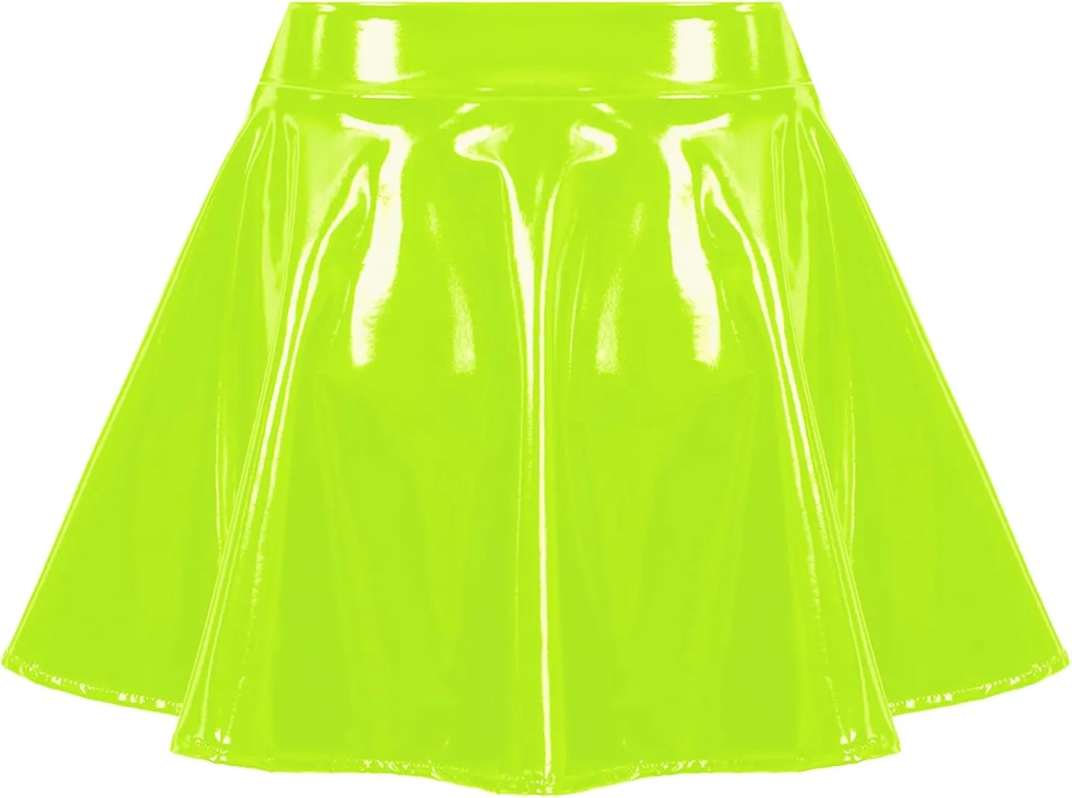 Women's Casual Fashion Flared Pleated Mini Skirt Leather Skirts High Waist Zipper Mini Skirt