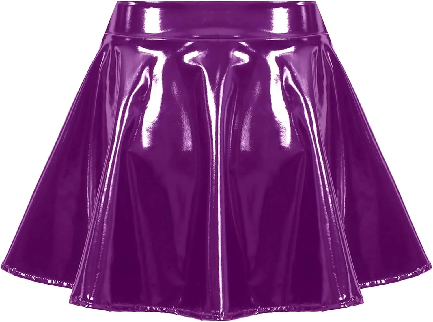 Women's Casual Fashion Flared Pleated Mini Skirt Leather Skirts High Waist Zipper Mini Skirt