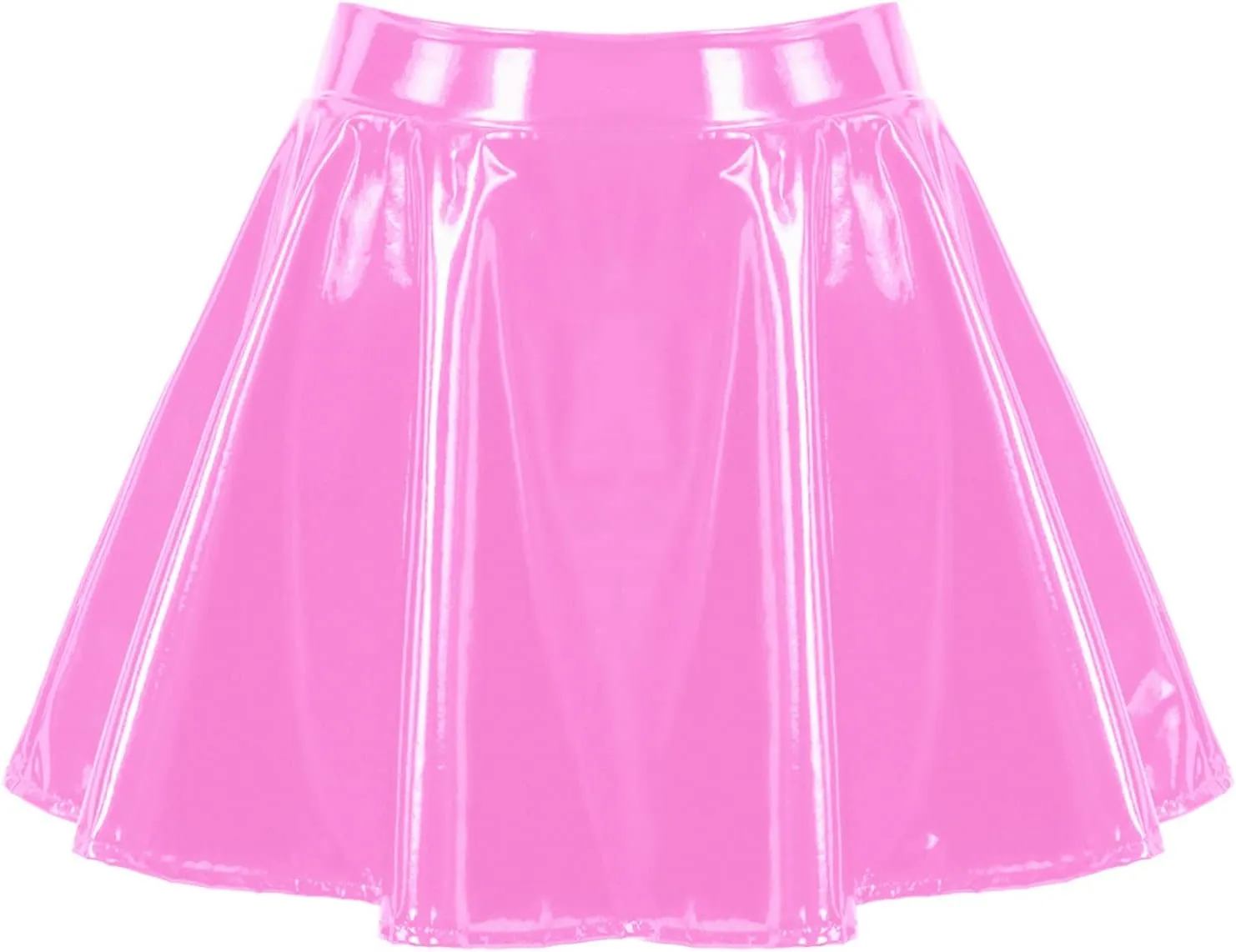 Women's Casual Fashion Flared Pleated Mini Skirt Leather Skirts High Waist Zipper Mini Skirt