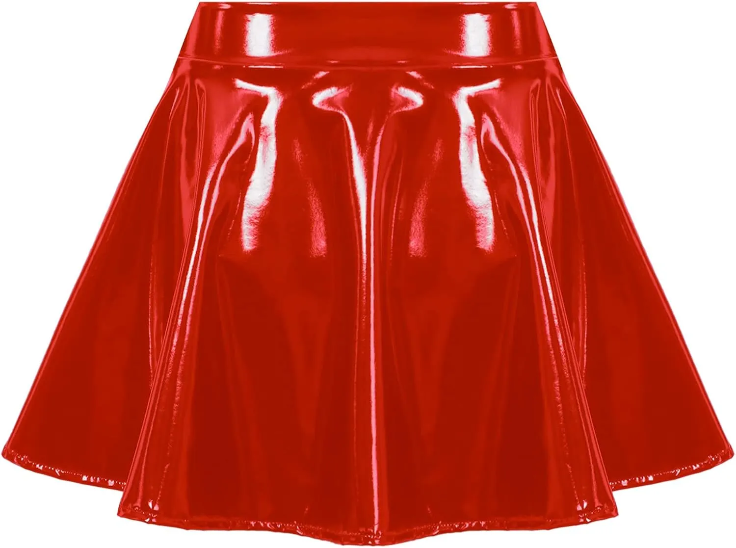 Women's Casual Fashion Flared Pleated Mini Skirt Leather Skirts High Waist Zipper Mini Skirt