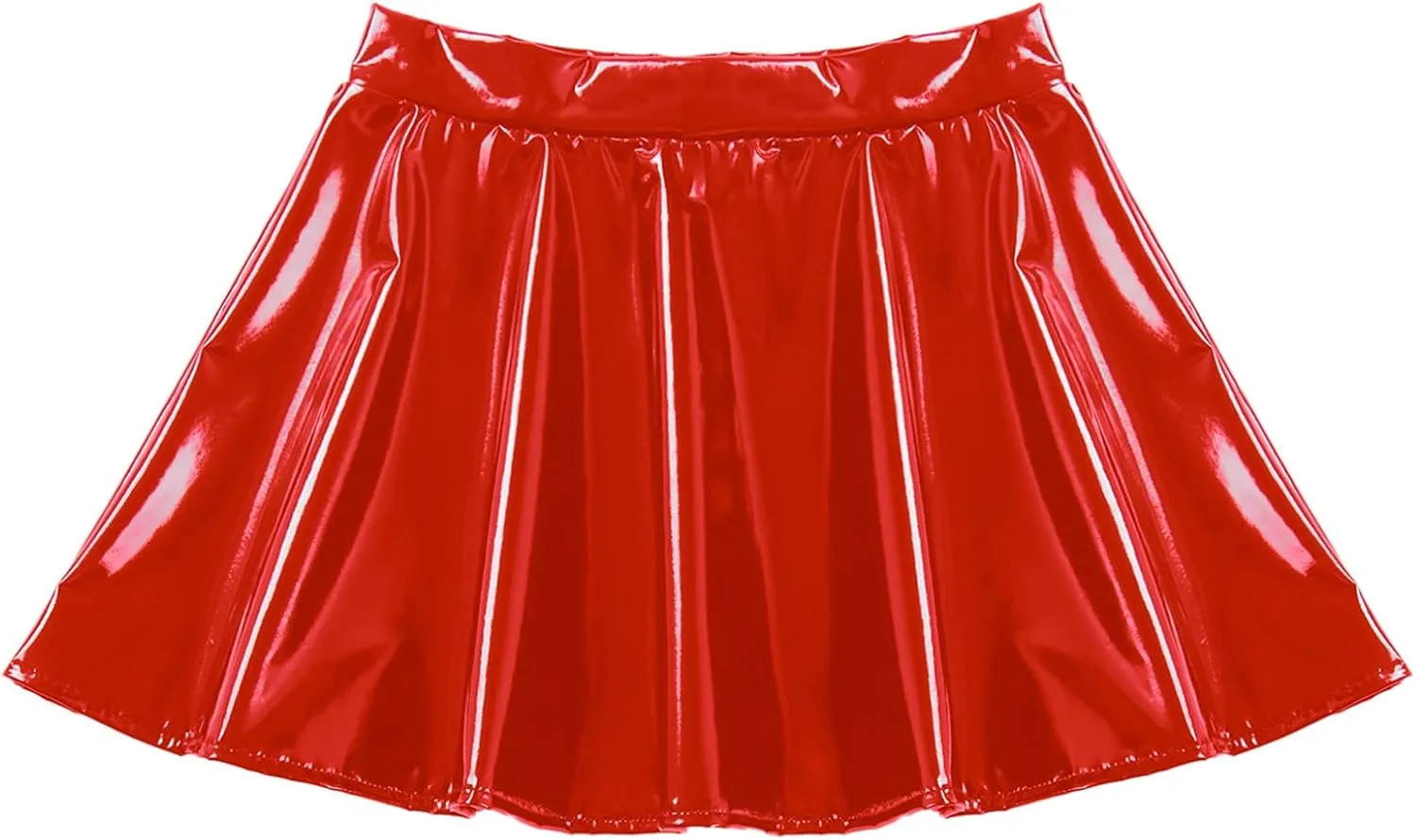 Women's Casual Fashion Flared Pleated Mini Skirt Leather Skirts High Waist Zipper Mini Skirt