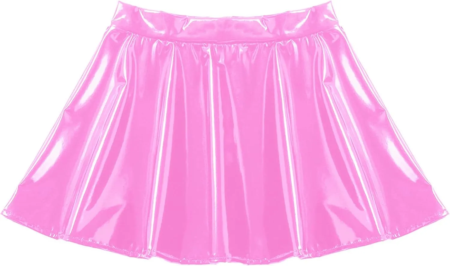 Women's Casual Fashion Flared Pleated Mini Skirt Leather Skirts High Waist Zipper Mini Skirt