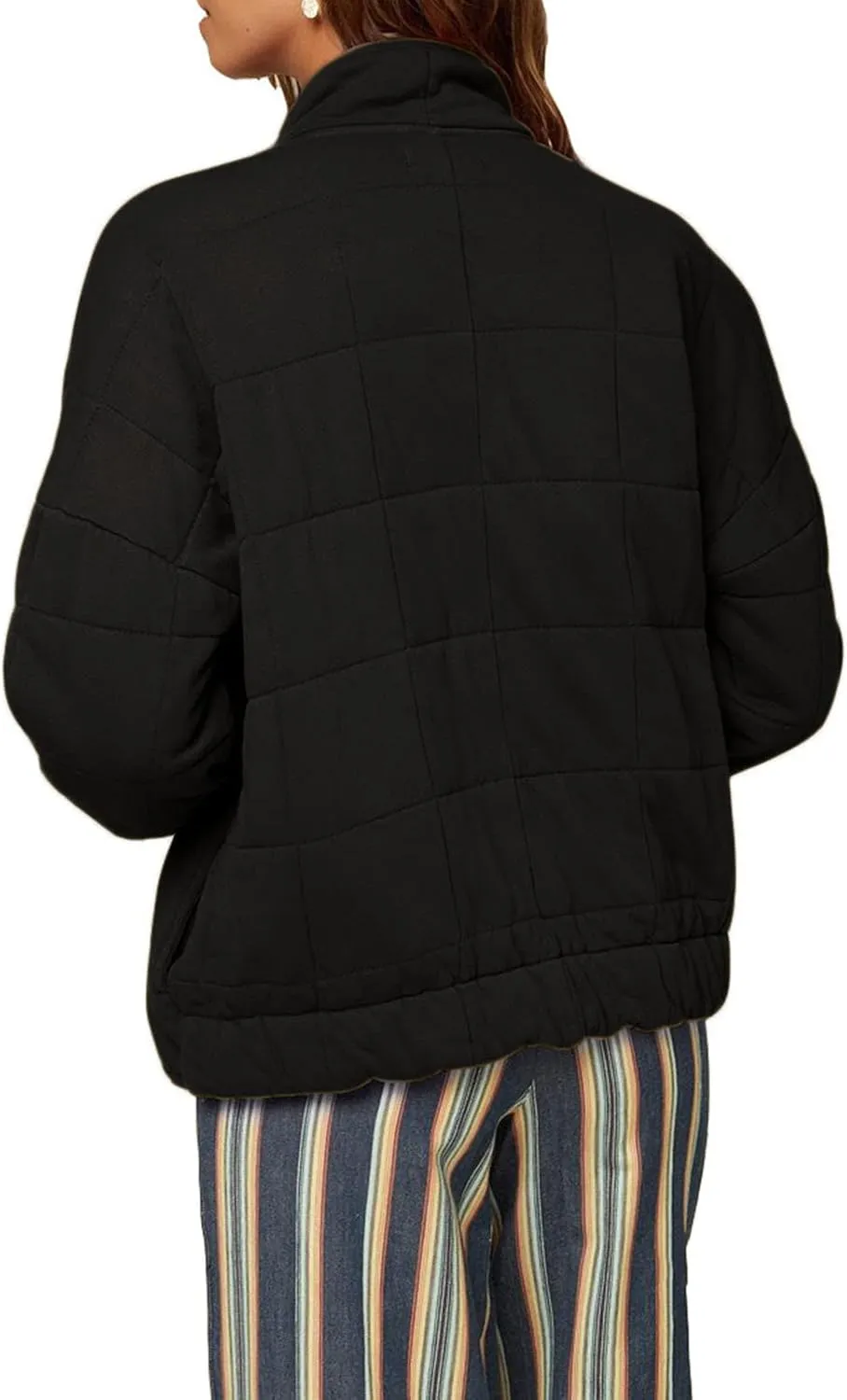 Womens Cropped Puffer Coat Ultralight Down Coat Packable Parkas Jacket Outerwear Zip Up Warm Hooded Padded Coat