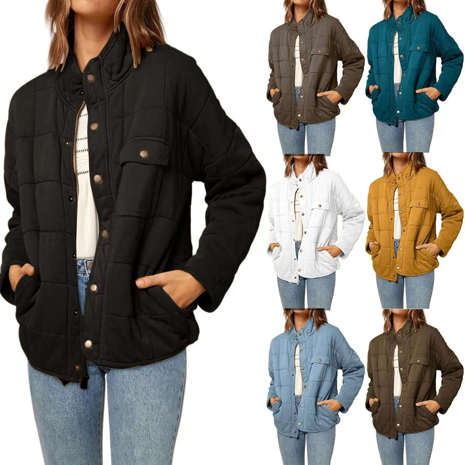 Womens Cropped Puffer Coat Ultralight Down Coat Packable Parkas Jacket Outerwear Zip Up Warm Hooded Padded Coat