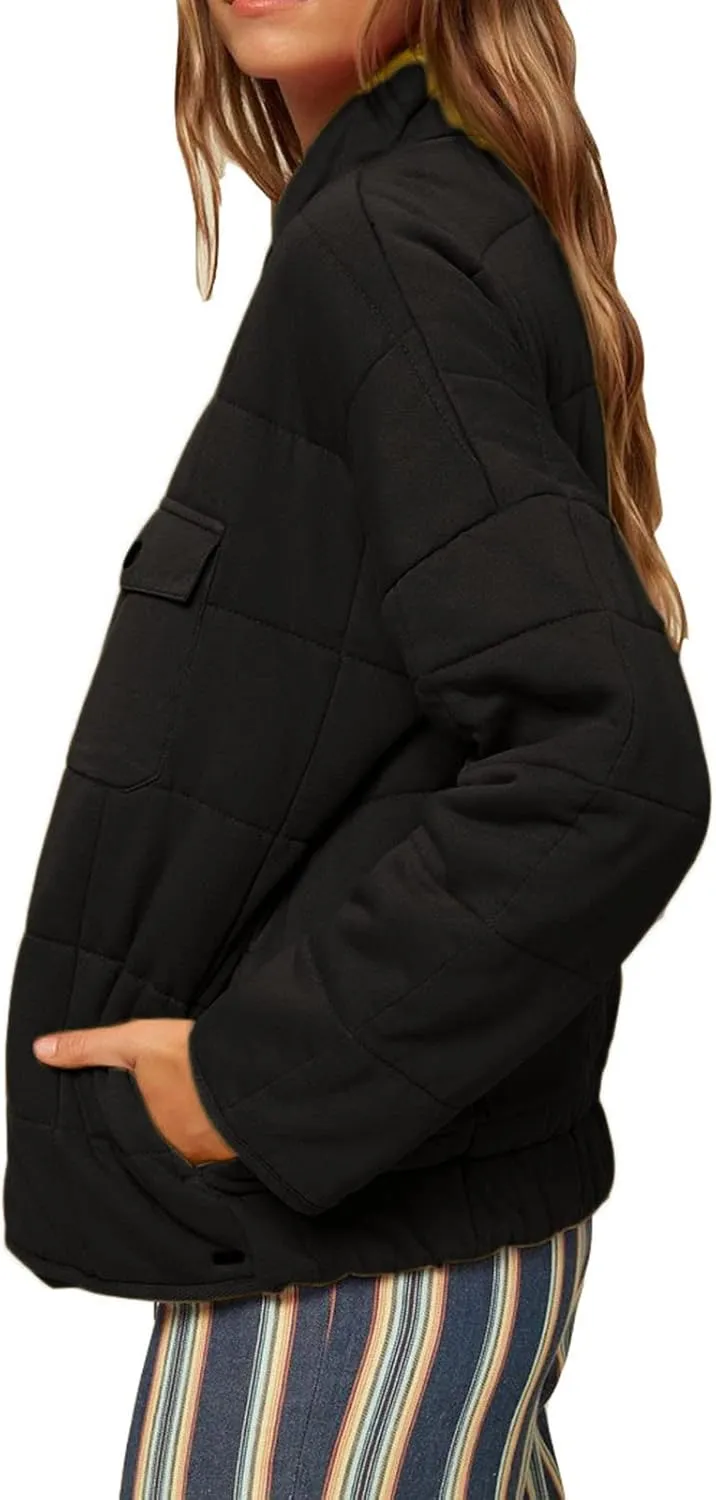 Womens Cropped Puffer Coat Ultralight Down Coat Packable Parkas Jacket Outerwear Zip Up Warm Hooded Padded Coat