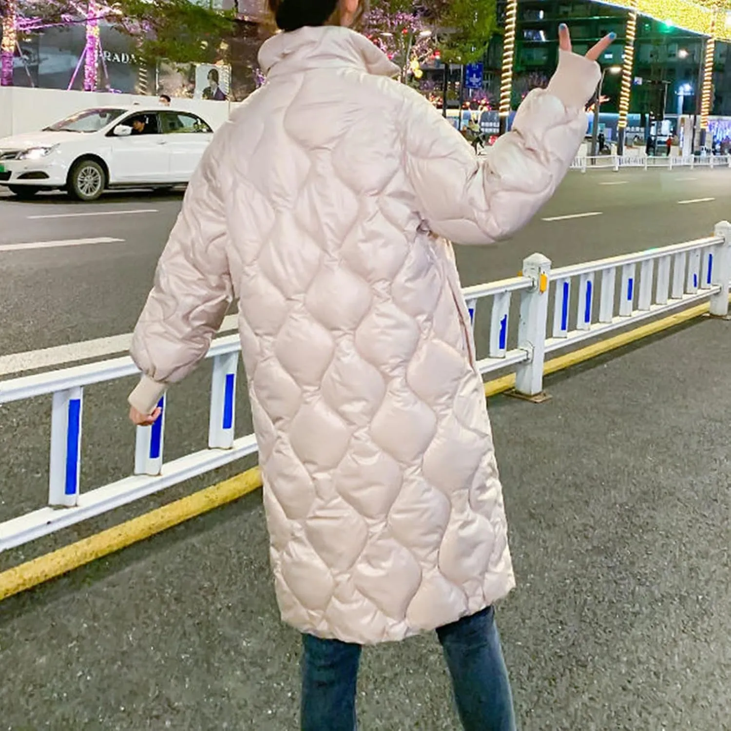 Women's Down Jacket Long Puffer Padded Coat Warm Trench Coat Long Sleeve Cardigans Jacket Coats Winter