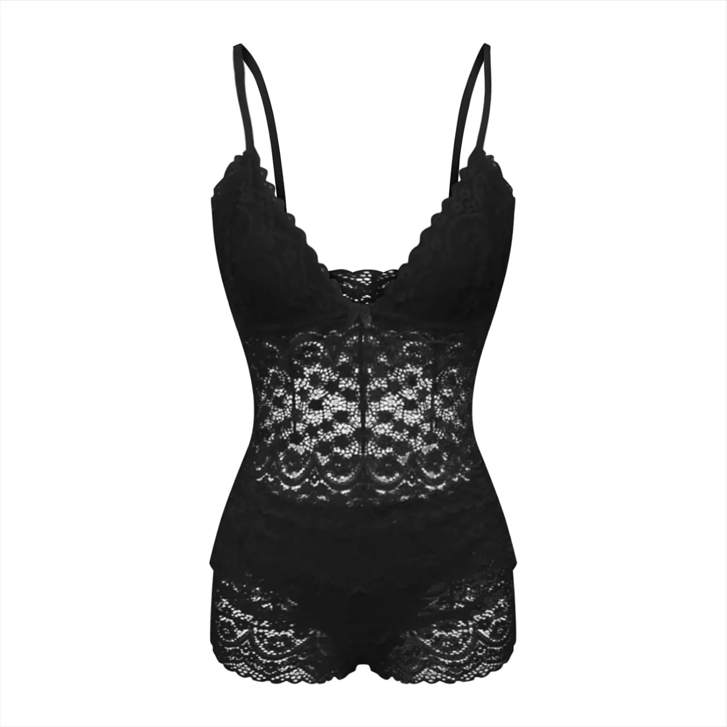 Women's Lingerie Strappy Harness Pajamas Lingerie Set Bralette Set Button Down Chemise Panty Bra