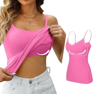 Womens Modal Built-in Bra Summer Basic Padded Yoga Shirt Shelf Bras Casual Undershirt Basic Breathable Tank Top