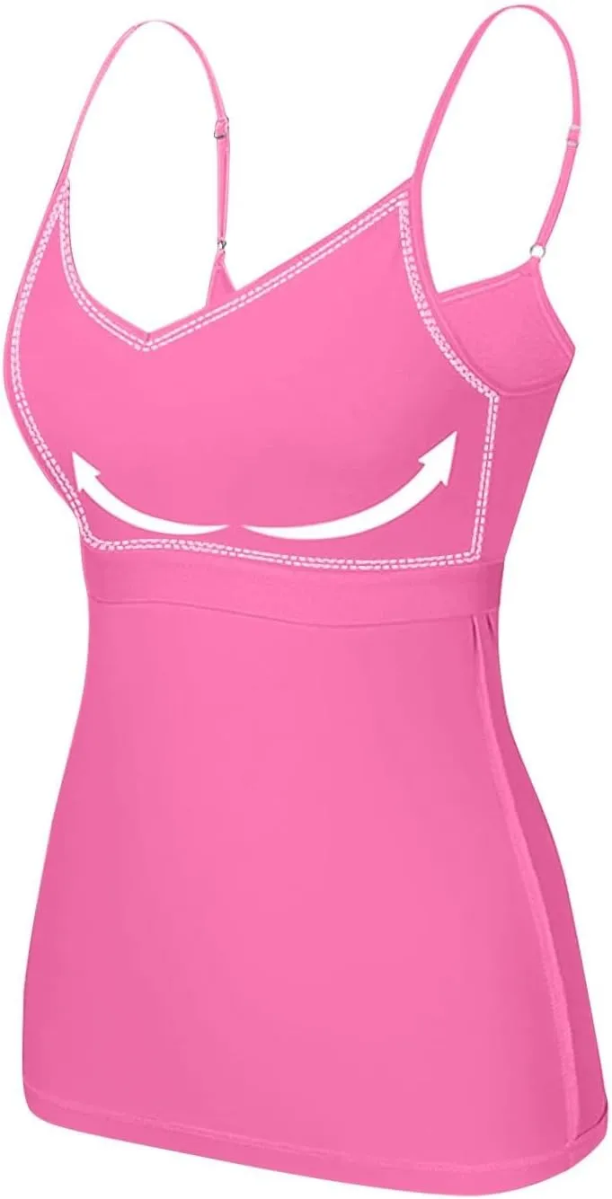 Womens Modal Built-in Bra Summer Basic Padded Yoga Shirt Shelf Bras Casual Undershirt Basic Breathable Tank Top