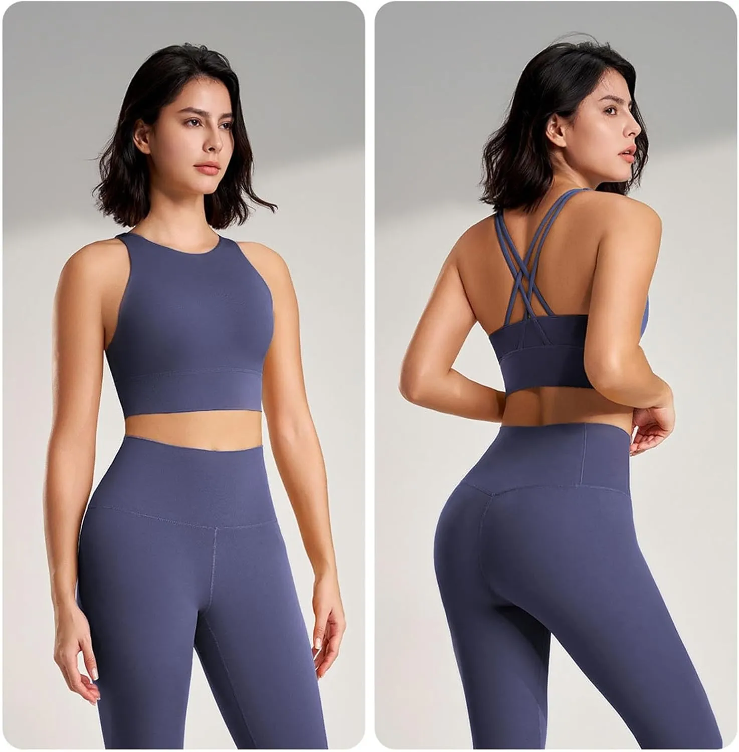 Women's Racerback Fitness Tank Tops Stretch Slim Fit Push Up Quick-Dry Wicking Bras Yoga Sport Corset Crop Vest Top