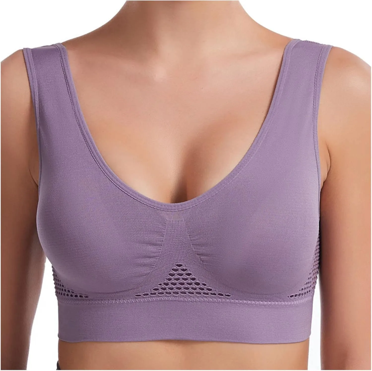 Women's Sports Bra Shockproof Yoga Running Large Size Tank Underwear Wire-Free Mesh Breathable Comfy Brassiere 2024