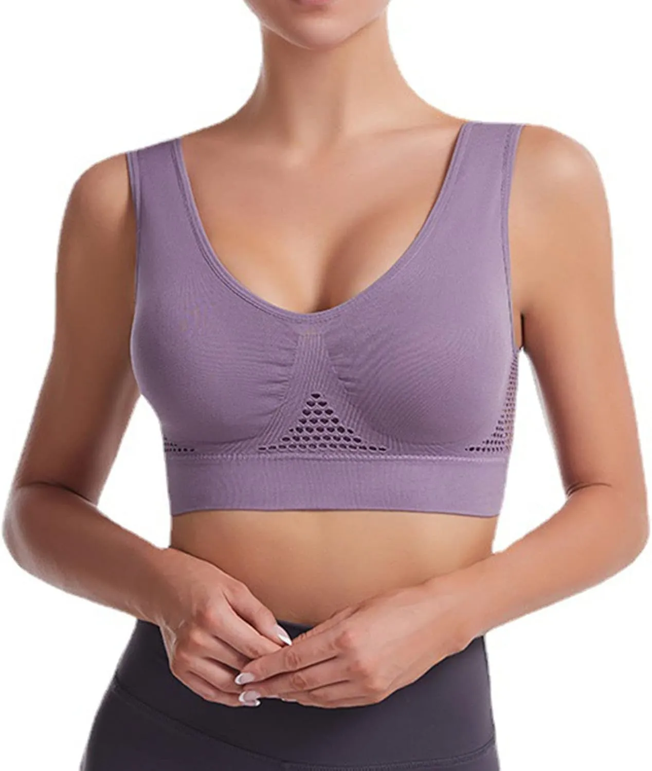 Women's Sports Bra Shockproof Yoga Running Large Size Tank Underwear Wire-Free Mesh Breathable Comfy Brassiere 2024