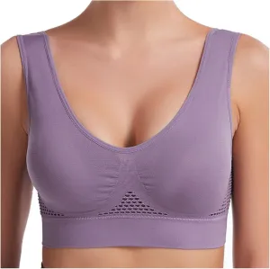 Women's Sports Bra Shockproof Yoga Running Large Size Tank Underwear Wire-Free Mesh Breathable Comfy Brassiere 2024