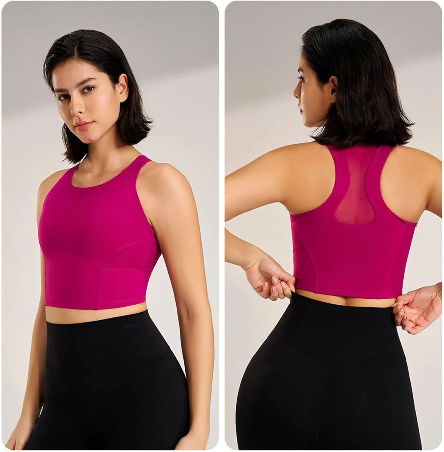 Women's Yoga Fitness Tank Tops Racerback Quick-Dry Wicking Bras Corset Sports Bralettes Underwear Crop Vest Tops