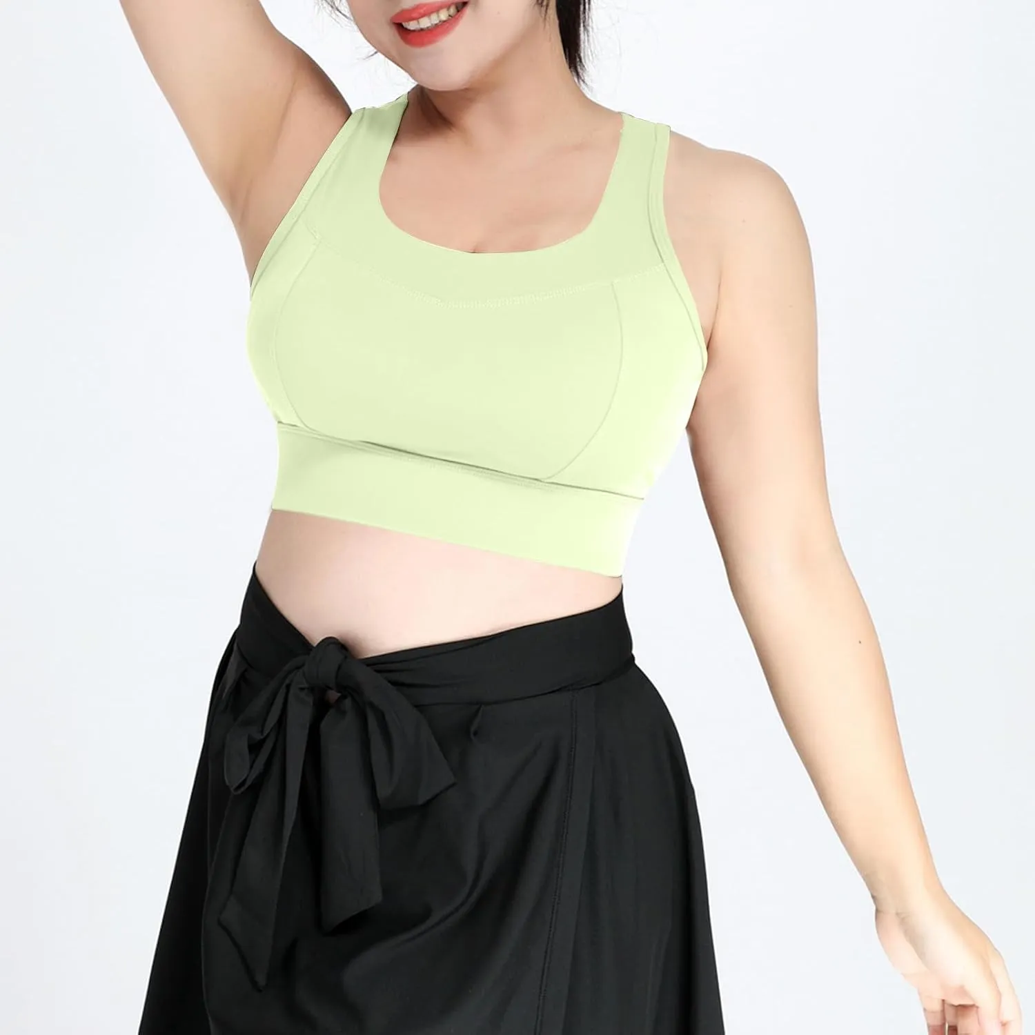 Xiaojmake Sports Bras for Women Quick-Dry Padded Wireless Workout Crop Tank Tops Yoga Fitness Running Gym Camisole Plus Size