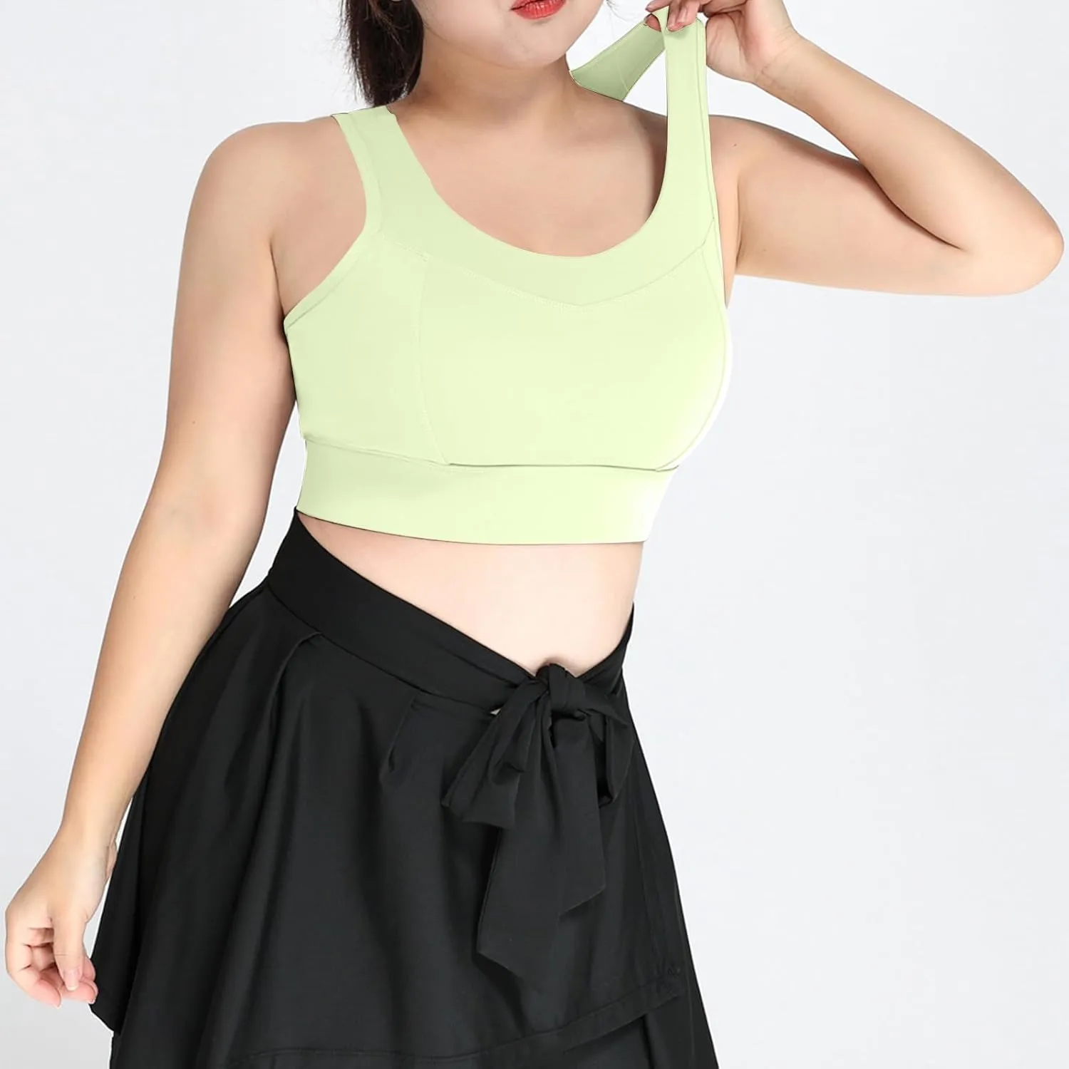 Xiaojmake Sports Bras for Women Quick-Dry Padded Wireless Workout Crop Tank Tops Yoga Fitness Running Gym Camisole Plus Size