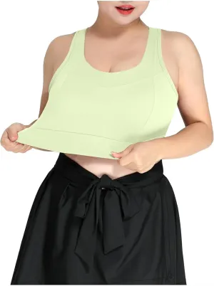Xiaojmake Sports Bras for Women Quick-Dry Padded Wireless Workout Crop Tank Tops Yoga Fitness Running Gym Camisole Plus Size